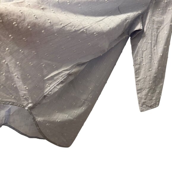 Chicos Size M Light Blue Cotton Textured 3/4 Sleeve Blouse - Picture 7 of 12